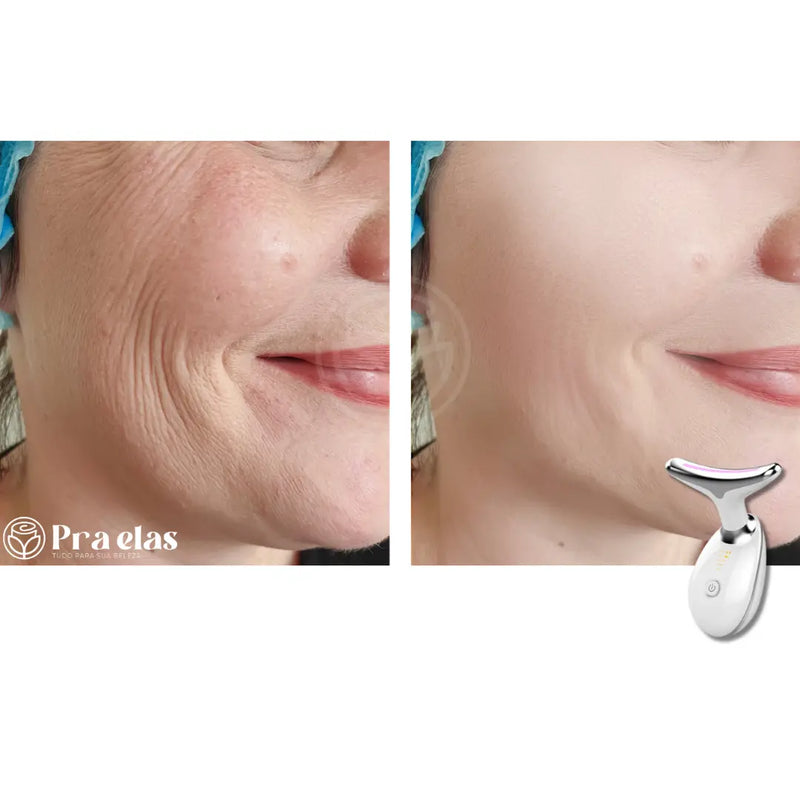 Massageador Rejuvenescedor Facial com LED - Pra Elas