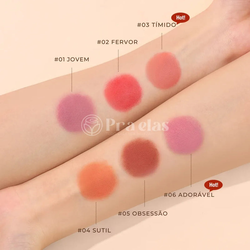 Batom Blush Matte 3 em 1 - Pra Elas