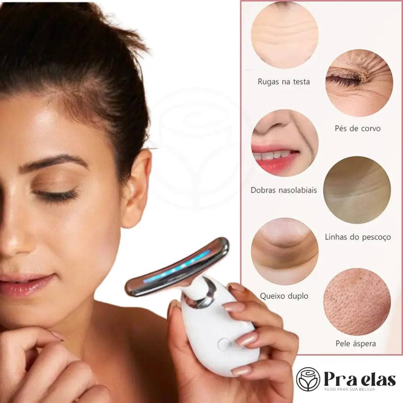 Massageador Rejuvenescedor Facial com LED - Pra Elas